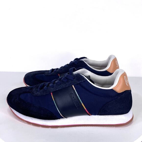 Paul Smith Booker Trainers Womens 6 Navy Blue Suede Low Profile Slim Sneakers - Picture 3 of 10